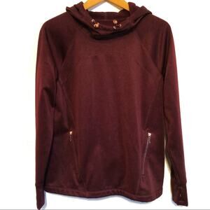 Maurices burgandy hoodie rose gold zipper pockets cozy solid soft Size Med